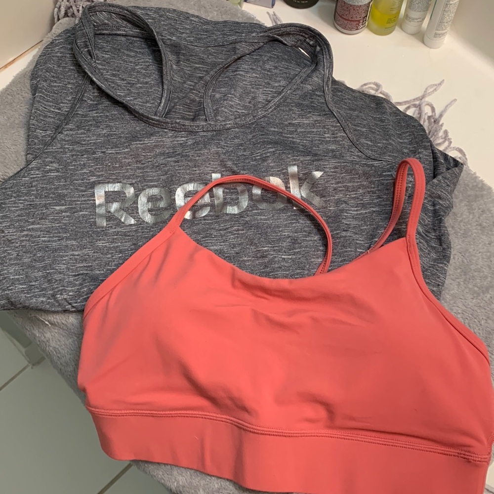 Workout bundle - medium Reebok racer back tank and medium y back crz bra